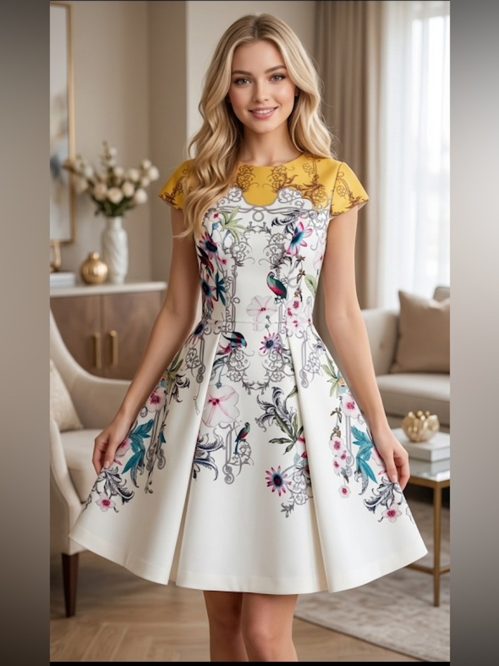 Ted Baker London Floral Fit-and-Flare Dress